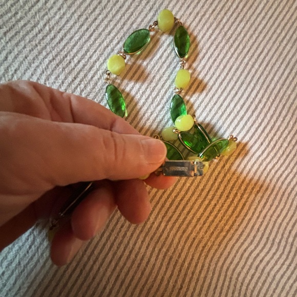 Vintage made in W Germany MCM Elegant Green and Yellow Beaded Necklace - Picture 5 of 10